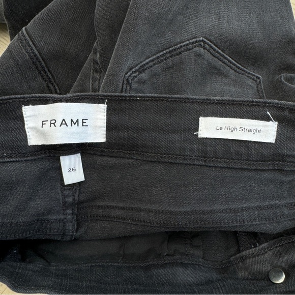 NWOT Frame Le High Straight in Marcel Dip (Washed Black) - Picture 4 of 5